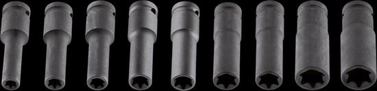 "Neo Tools Krachtdoppenset 9dlg 1/2"" Aansluitinig E10-E24 CRMO Staal"
