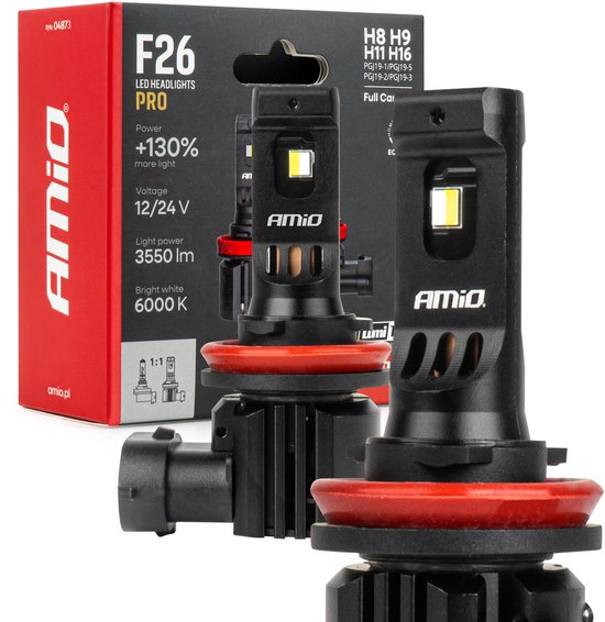 AMiO LumiTec F26 Night Breakers H8 H9 H11 H16 +130% PRO LIMITED LED Mistlampen Koplampen - 68W 12V 24V FULL CANBUS Mistlicht Dimlicht