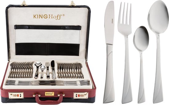 KINGHOFF 3515 - luxe bestekset koffer - 72 delig - 12 persoons - Modern bestek