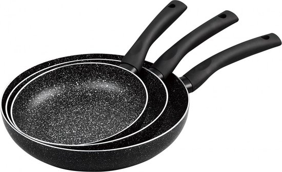 Kinghoff 1562 - 3 delige pannenset - zwart marmer - Ø20/24/28 cm