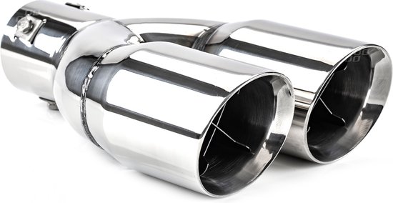 Universeel RVS uitlaat sierstuk 2x76mm - MT 022 - Aansluit diameter tussen de 32mm en 52mm
