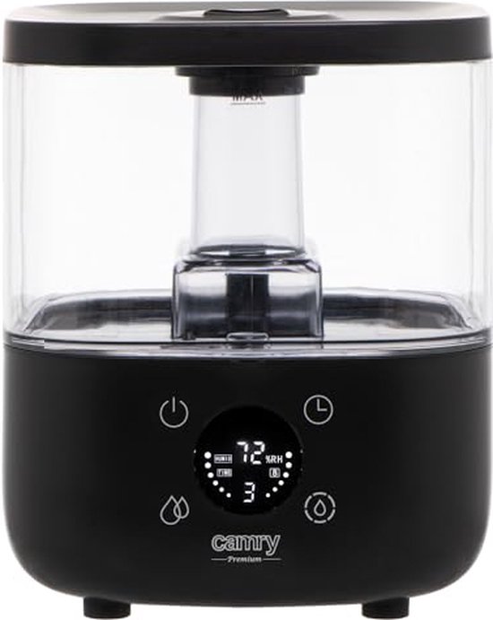 Camry CR 7973B Ultrasone luchtbevochtiger - 100-260 ml/uur - 5 liter - aromatherapiefunctie - timer - tot 35 m2 - LED-scherm