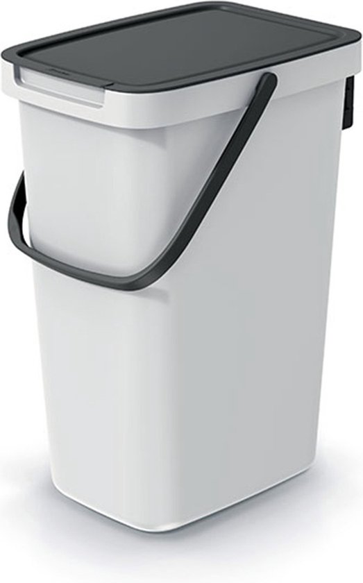 Keden GFT aanrecht afvalbak - creme wit - 12L - afsluitbaar - 20 x 26 x 37 cm - klepje/hengsel - afval scheiden