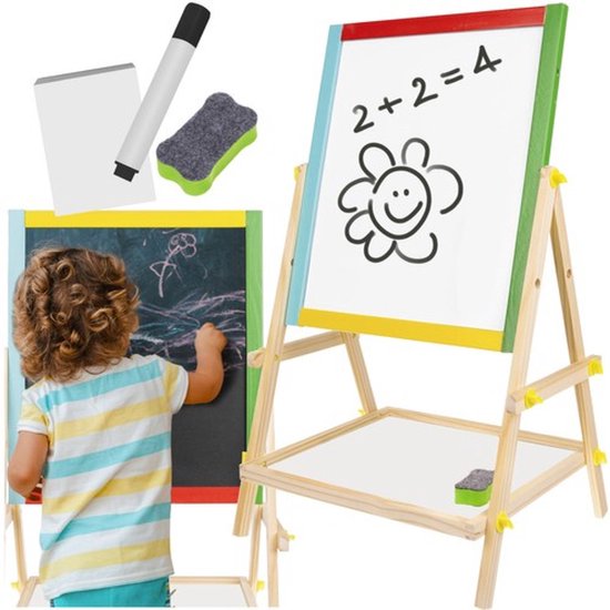 KRUZZEL Dubbelzijdig magnetisch roterend krijt- en whiteboard - Inclusief accessoires