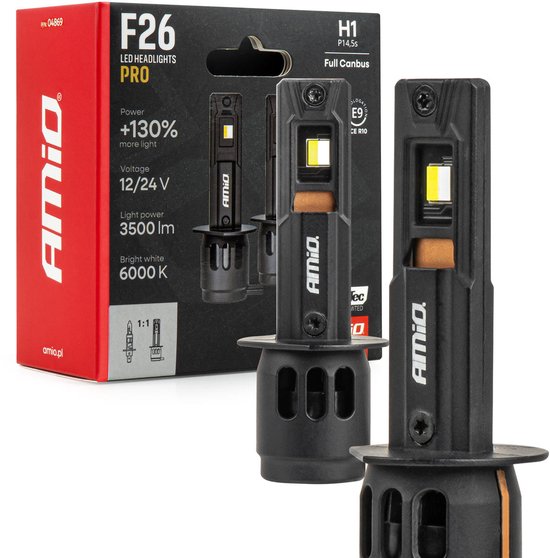 AMiO LumiTec F26 Night Breakers H3 +130% PRO LIMITED LED Koplampen - 68W 12V 24V FULL CANBUS Dimlicht Grootlicht