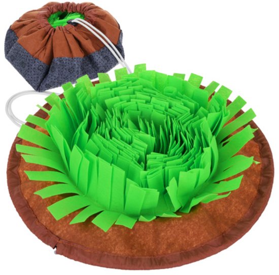 Purlov Grote snuffelmat voor honden en katten met antislip en verstelbaar trekkoord 48 x 48 cm