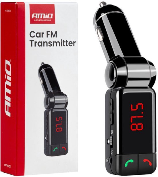 Car FM Transmitter - 2xUSB-A - 12V/24V - Bluetooth - Handsfree Bellen - Compact en Vouwbaar