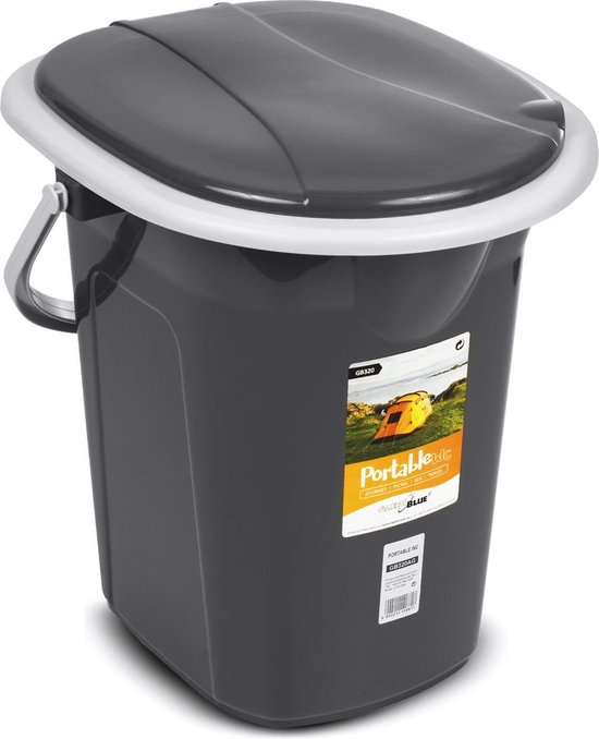Campingtoilet 19L - Mobiele toiletemmer Reistoilet Toiletemmer Toilet Mobiele camping Antraciet