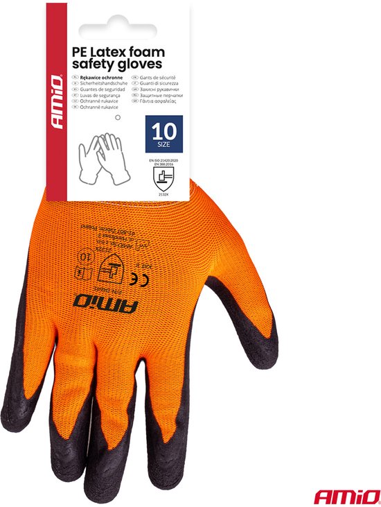 AMiO PE Latex Foam Safety Werkhandschoenen 2132X – Maat 10 L (2 Paar)