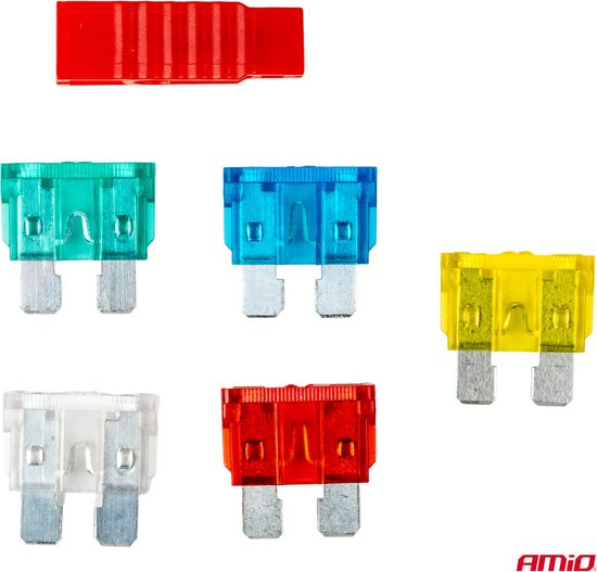 AMiO Standaard Auto Zekeringen Blade Fuses Set 10A/15A/20A/25A/30A met Clip