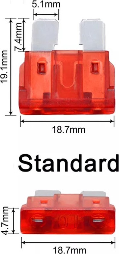 50x Steekzekering - Midi - 25A zekering - Wit - 19x19mm - Geschikt voor o.a. auto / camper / boot / truck