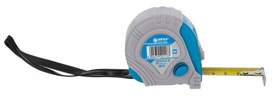MEGA Rolbandmaat 3m x 16mm met 3 remmen en rubberen grip