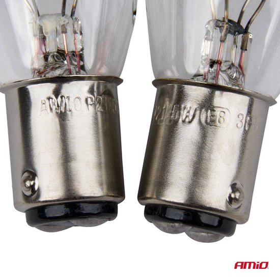 AMiO Halogeenlampen P21/5W BAY15D 12V – Set van 2 Stuks in Blisterverpakking