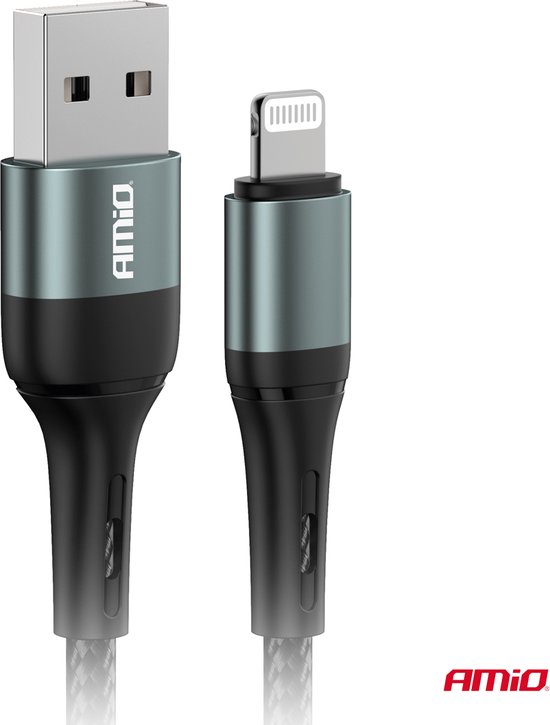 AMiO USB-A naar Lightning Kabel 3A 100cm FullLINK - Hoogwaardige Snellader Oplaadkabel Snoer