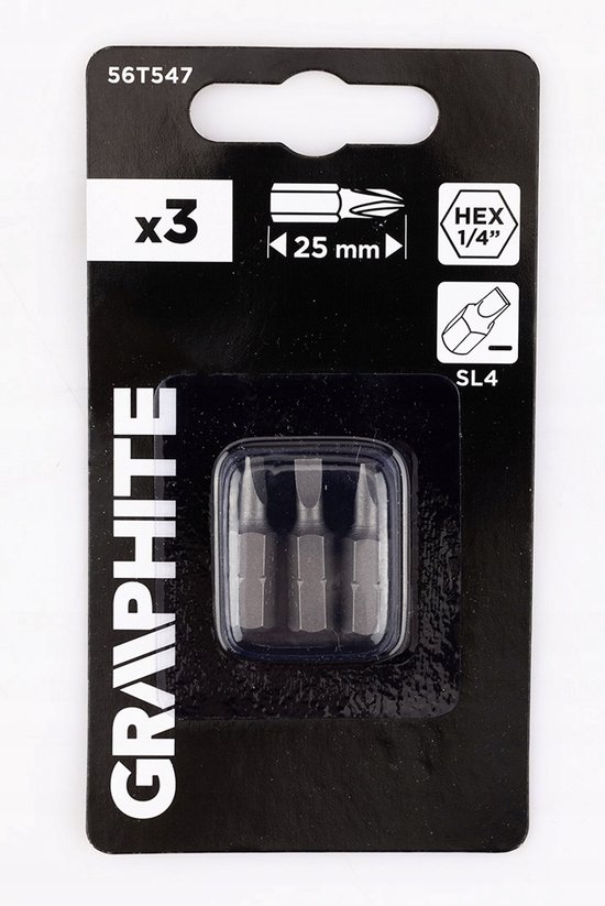 GRAPHITE Bitten SL4 x 0,6 x 25 mm - Set van 3 stuks