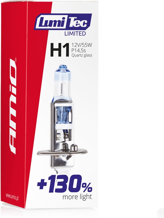 AMiO LumiTec Silver Halogeen Dimlicht +130% H1 12V 55W (1 stuk)