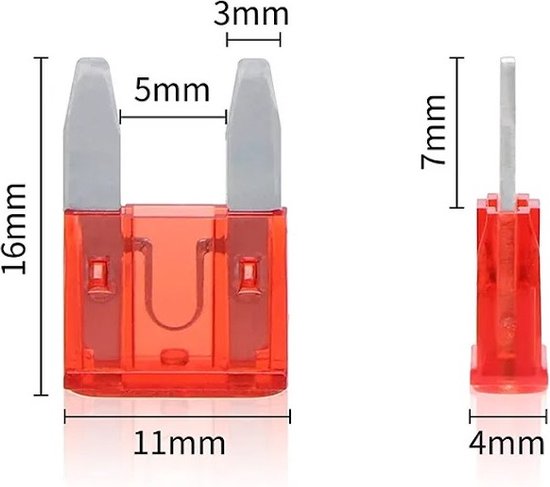 50x Steekzekering - Mini - 7,5A zekering - Bruin - 11x16mm - Geschikt voor o.a. auto / camper / boot / truck
