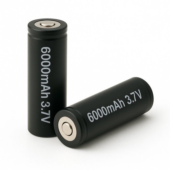 2x 6000mAh 18650 3,7V Li-Ion - 18 x 65 mm Cilindrisch - Oplaadbare CR18650 Batterijen met Netstroom Oplader - Universele Lithium-Ion Batterijen met 230V Lader