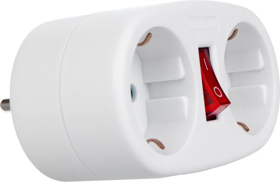 Maclean - wandcontactdoos splitter met 2 contactdozen en stroomonderbreker, type F schuko , 2x16A, MCE338 F