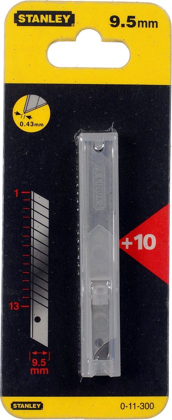 STANLEY Afbreekmesjes 9mm - 10 stuks/dispenser x 10