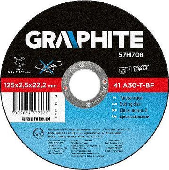 GRAPHITE doorslijpschijf 125x22x2,5mm metaal 41 a60-t-bf
