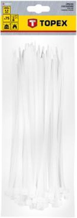 Topex Kabelbundelband 4,8 X 200mm WIT 75 Stuks UV Bestendig