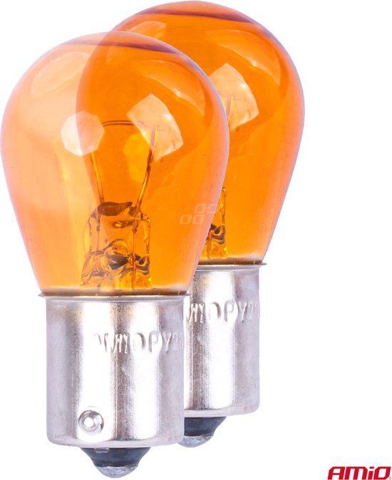 AMiO Universele Halogeen Oranje BAU15S Voor Knipperlicht P21W (12V) (Set)