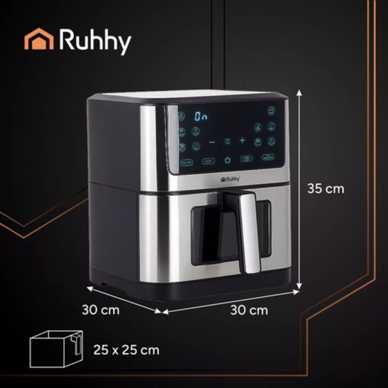 Ruhhy Airfryer XXL 8L – Olievrije Friteuse met 10 Programma's
