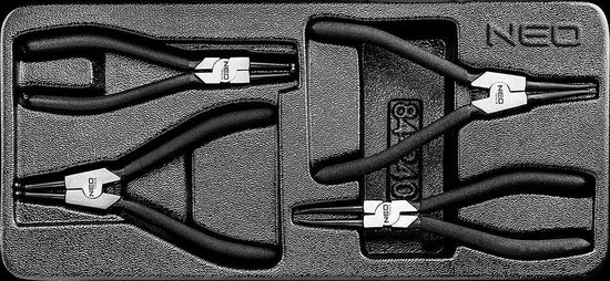 NEO borgveertangenset 4 delig, inleglade, voor borgveren 19-60mm