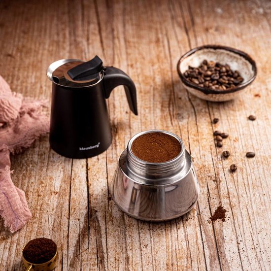 Klausberg Espressokoffiezetapparaat KB-7844 – 4 Kopjes – RVS – Geschikt voor Inductie - Espresso Maker - 200ml - Percolator