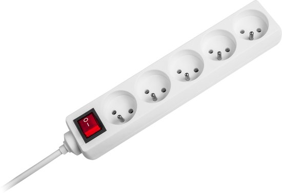 Rebel Serie - Verlengsnoer - 5m - 5 Stopcontacten - Schakelaar