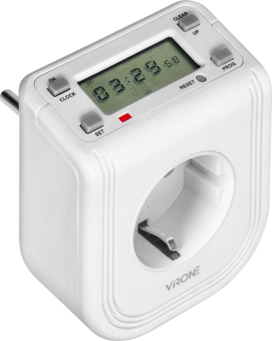 Virone Elektronische Timer Stopcontact – Programmeerbaar tot 7 Dagen – Tijdschakelaar 3680W – Wit