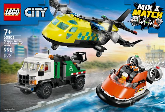 LEGO - City Great Vehicles - Vliegtuig, Servicewagen en Hovercraft Remix