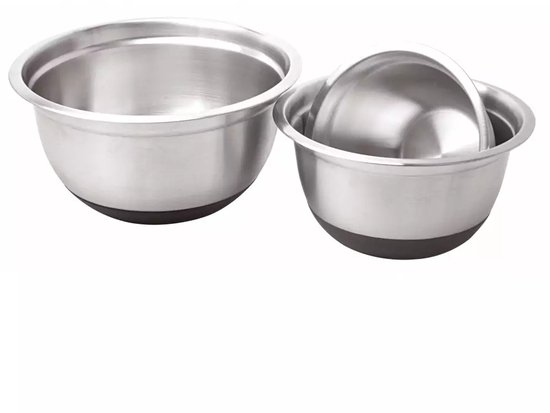 Klausberg KB7388 RVS Mengkom Set - 3-deligs (1.6L, 3L & 5L) - Antislip Silicone Basis - Stapelbaar - Moderne Satijn Afwerking