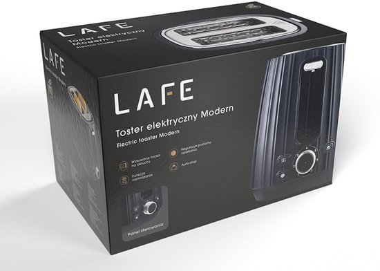 Lafe - Broodrooster - 7-traps toastregeling - max. 1080W - Zwart, Modern