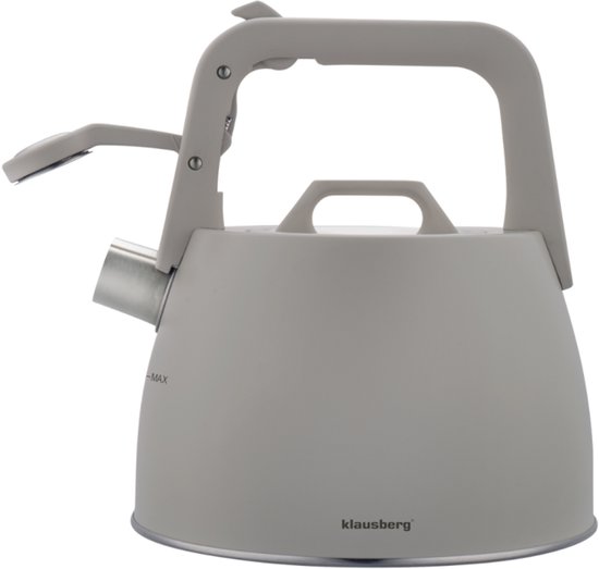 Klausberg 7916 - Fluitketel met fluit - 2.5 liter - RVS - Grijs
