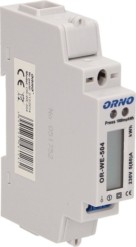 ORNO OR-WE-504, Elektronisch, Uitgangsvermogen, Wit, kWh, LCD, Modbus
