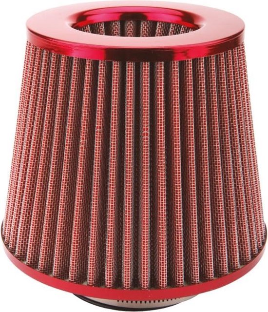 AMiO Open Luchtfilter Sport Filter met Cold Air Intake & 3 Adapters Rood