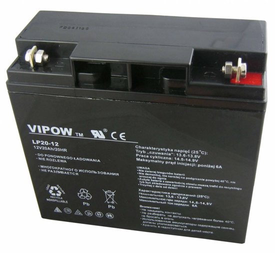 Vipow - Loodaccu - Gelaccu - 20Ah - 12V - 181 x 77 x 167 mm