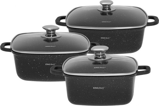Kinghoff 1607 - Braadpannen set - 6 delig - marmeren coating