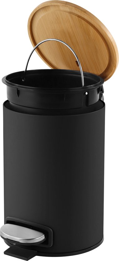 Teesa - Badkamer Prullenbak - 3L - RVS - Zwart