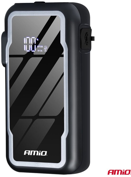 AMiO Portable 3-in-1 Jump Starter LED Powerbank – 12V 12Ah – 1600A – Compact en Krachtig