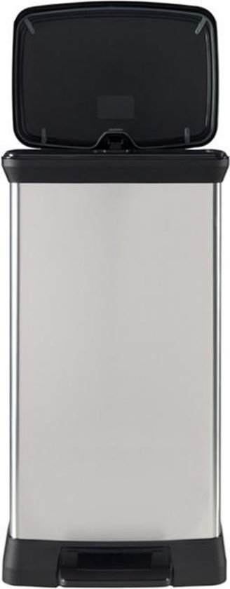 Curver Vuilnisbak met Pedaal - Plastic - 50 liter - Zwart / Zilver