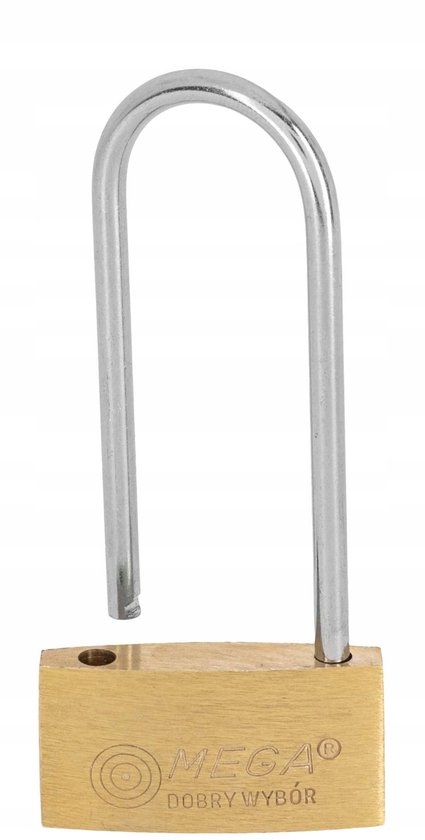 MEGA Messing Hangslot met Lange Beugel - 50mm - 3 Sleutels