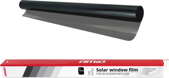 AMiO Autoraam Folie Tint Vinyl Zwart 75x300cm (30%) - Zwarte Ramenfolie voor Zonwering en Privacy met Tool