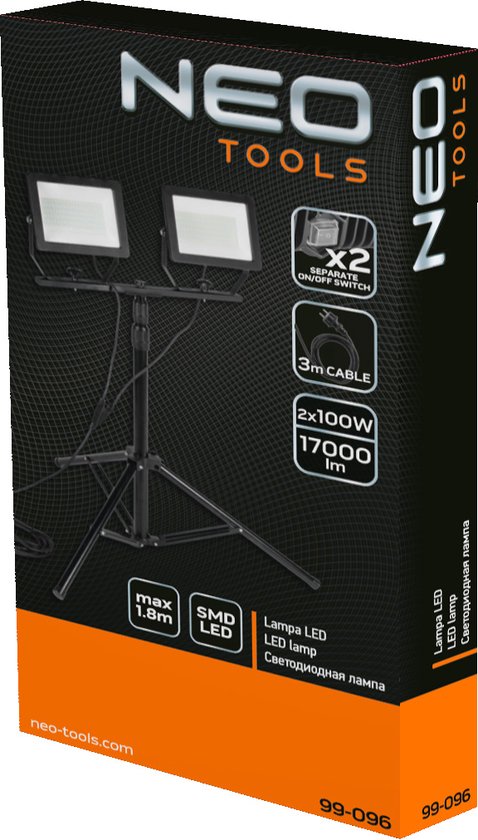 NEO 99-096 Dubbele Bouwlamp op statief 17000lm