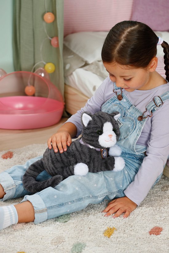 BABY born knuffelkat Cookie met geluid en kattenmand - interactief speelgoed.