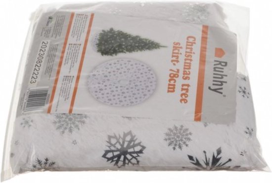 Ruhhy Kerstboommat 78cm - Decoratief met Zilveren Sterren en Sneeuwvlokken