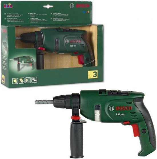 Klein Toys Bosch mini speelgoed boormachine - 28,5x4,5x16 cm - incl. roterende boorkop, licht- en geluidseffecten - groen zwart