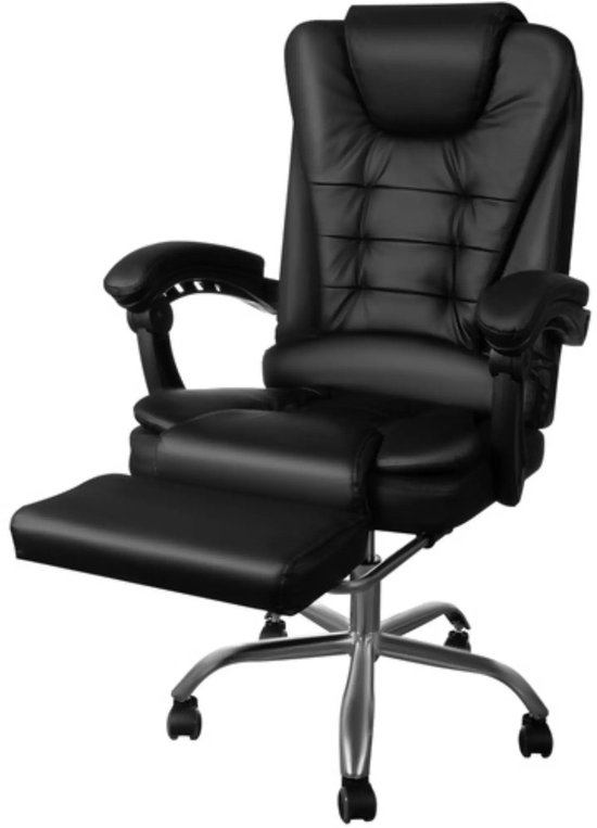 Malatec Bureaustoel – Zwart – Ergonomisch – Verstelbaar – Voetsteun – Kunstleer